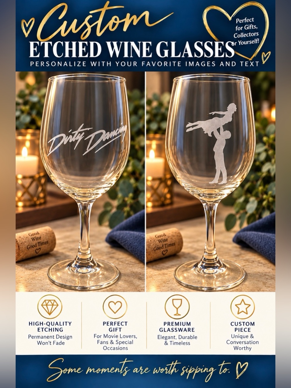 Custom etched wine glasses